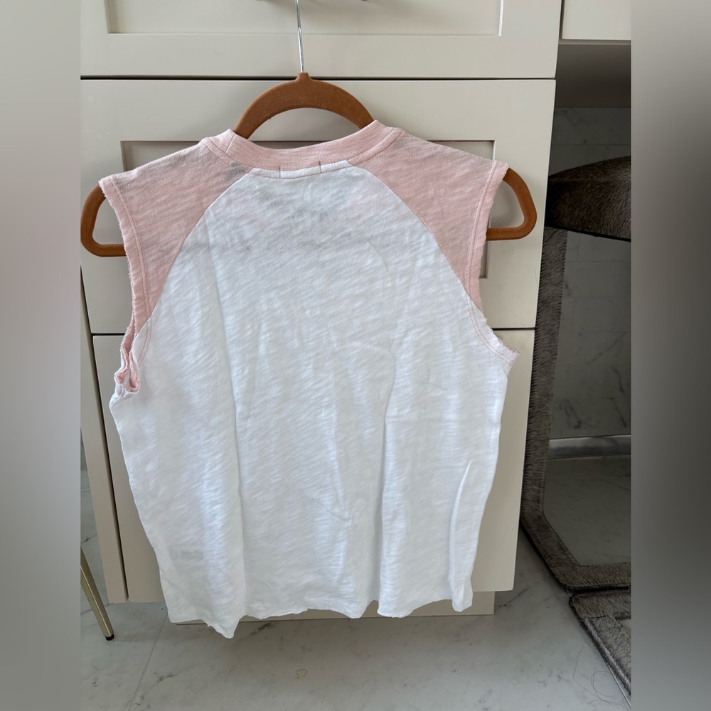 ATM Anthony Thomas Melillo Colorblock Sleeveless Tee Pink White Size S NWT - Picture 4 of 6